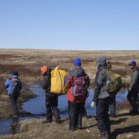 The whole crew heading to the Atqasuk field sites to set up